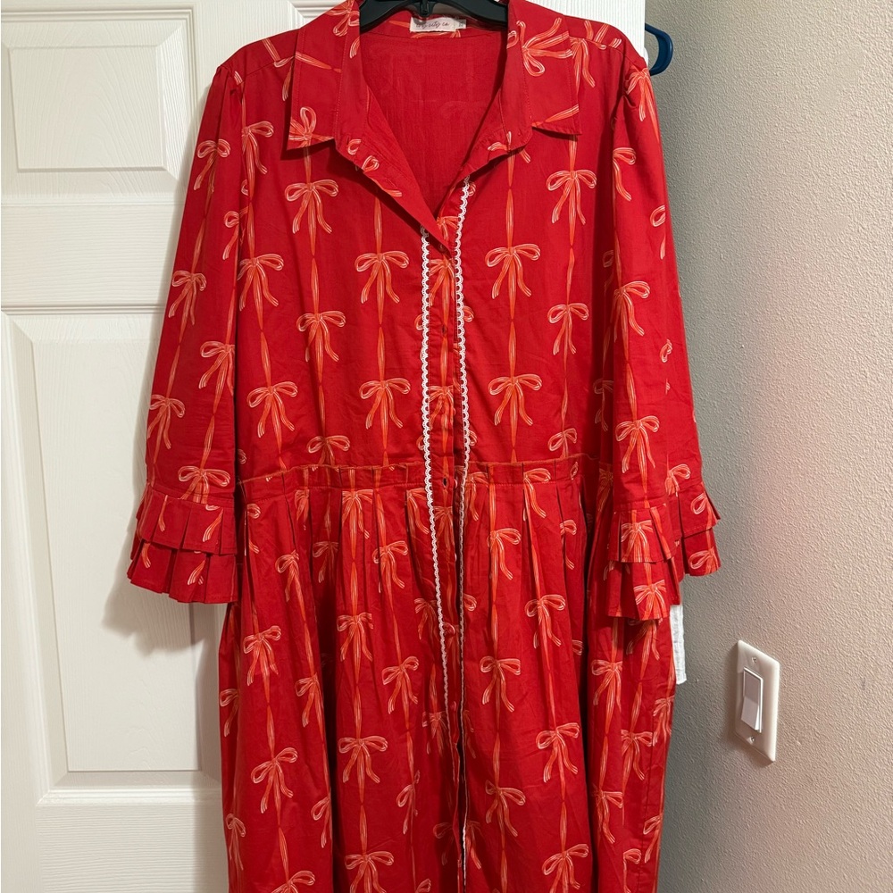 Red Dress with Bow Pattern